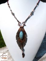 Collier de cuivre avec labradorite et cuir